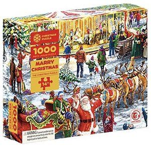 Merry Christmas Puzzle 1000 pieces Sealed Christmas Santa Reindeer 28" x 20"New